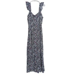 Loft Sleeveless Womens Size 12 Maxi Dress Floral‎ Boho Novalty Print Vacation